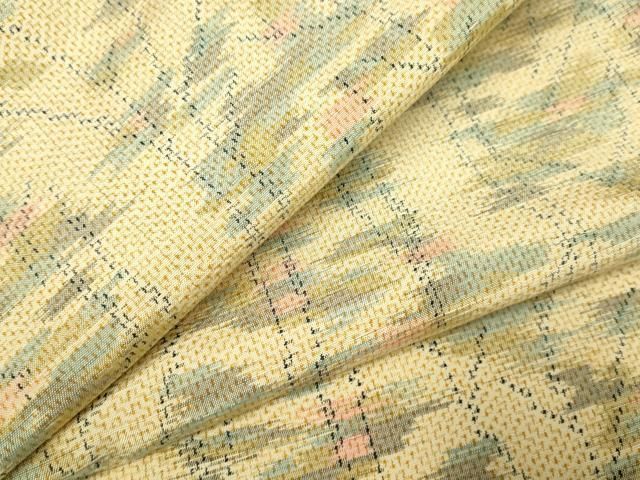 平和屋着物○小千谷紬 松皮菱飛鶴丸文 正絹 逸品 未使用