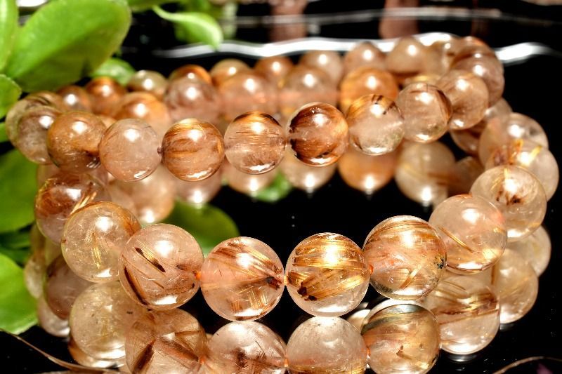 人気◇板状金針 タイガータイチンルチルクォーツ 12.5mm ブレスレット