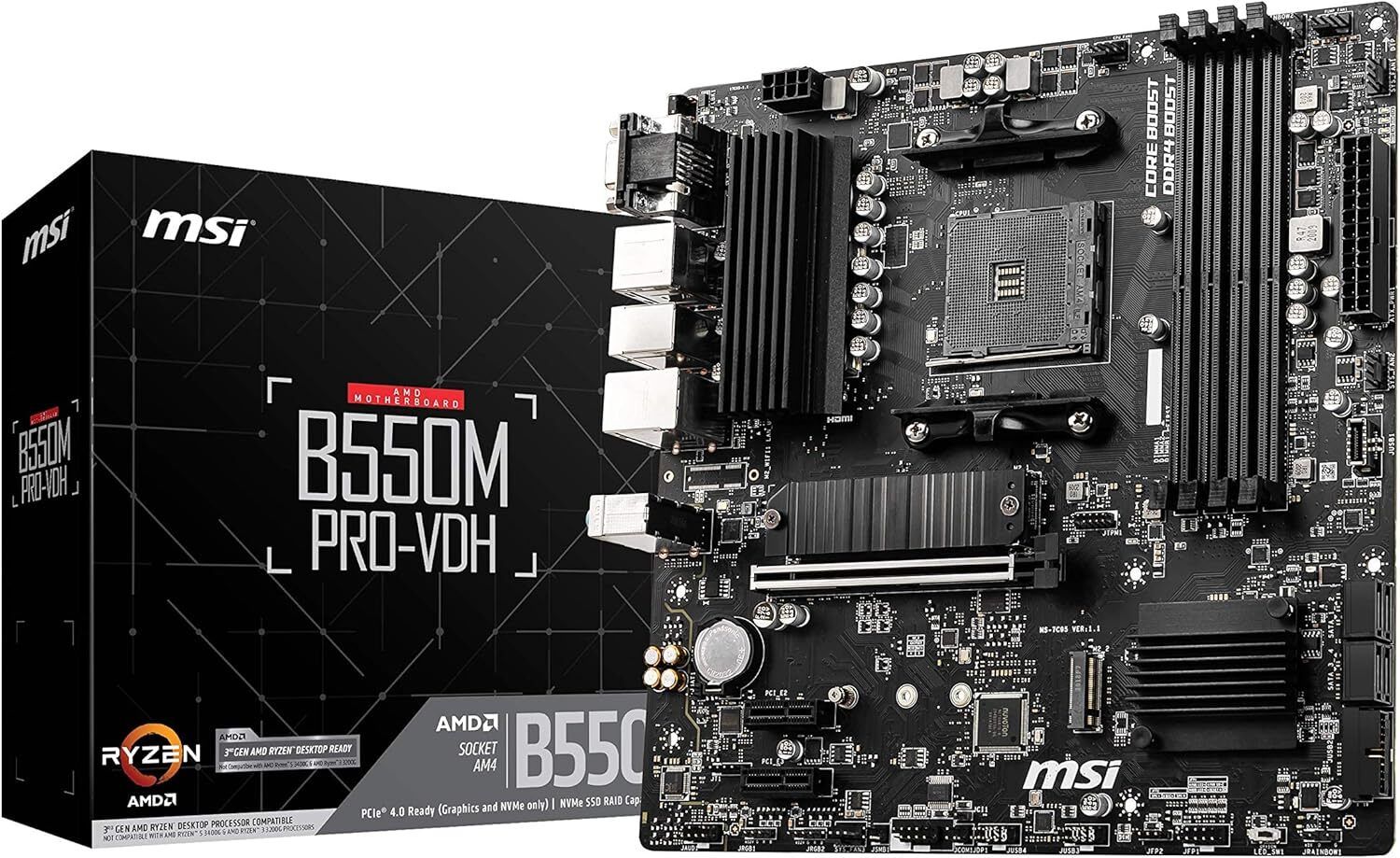 MSI B550M PRO-VDH マザーボード mATX AM4 DDR4 M.2 LAN B 3.2 Gen1 フロント Ty