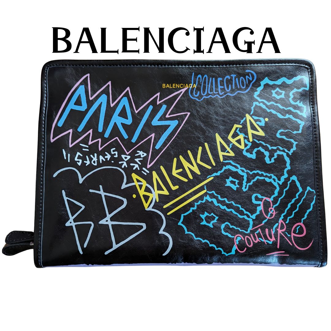 BALENCIAGA】バレンシアガ グラフィティー クラッチバッグ【新品 BALENCIAGA】バレンシアガ グラフィティー クラッチバッグ【新品