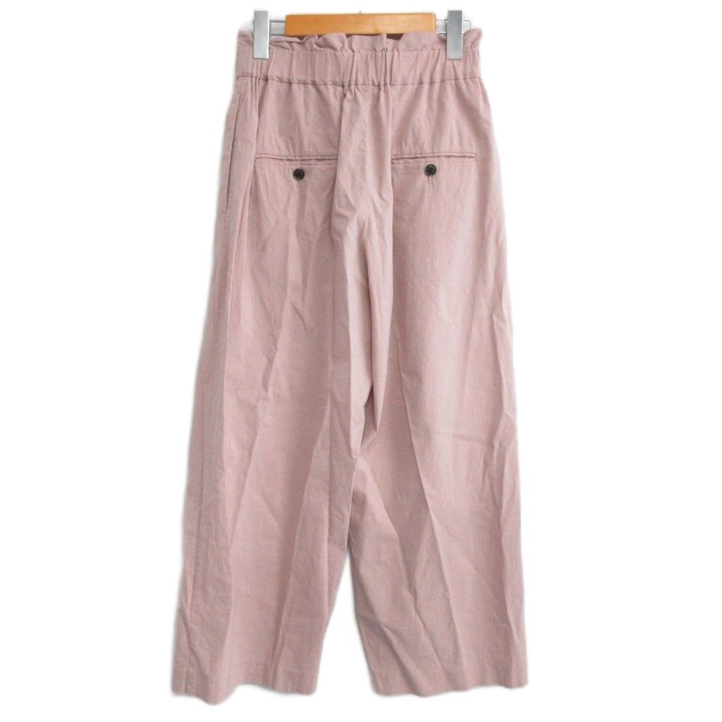 ウォッシャブルコットンリネンVISワイドパンツ ピンク 36サイズ