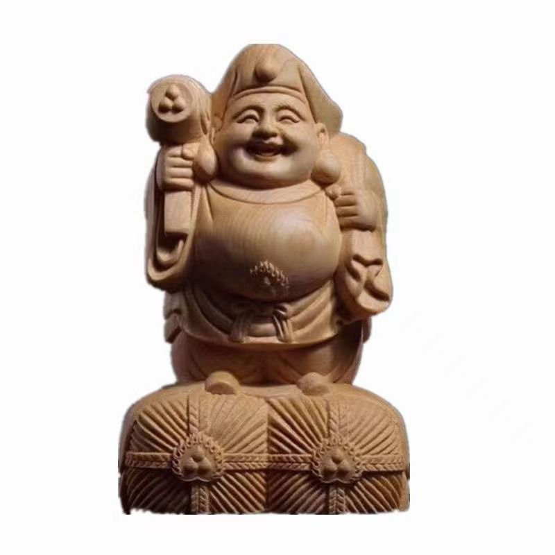 大型 大黒天　七福神　木彫　仏像 彫刻　開運　置物　アンティーク　インテリア ③ 大黒天 七福神 職人手作り 木彫仏像 仏教工芸品 開運 幸運 財運