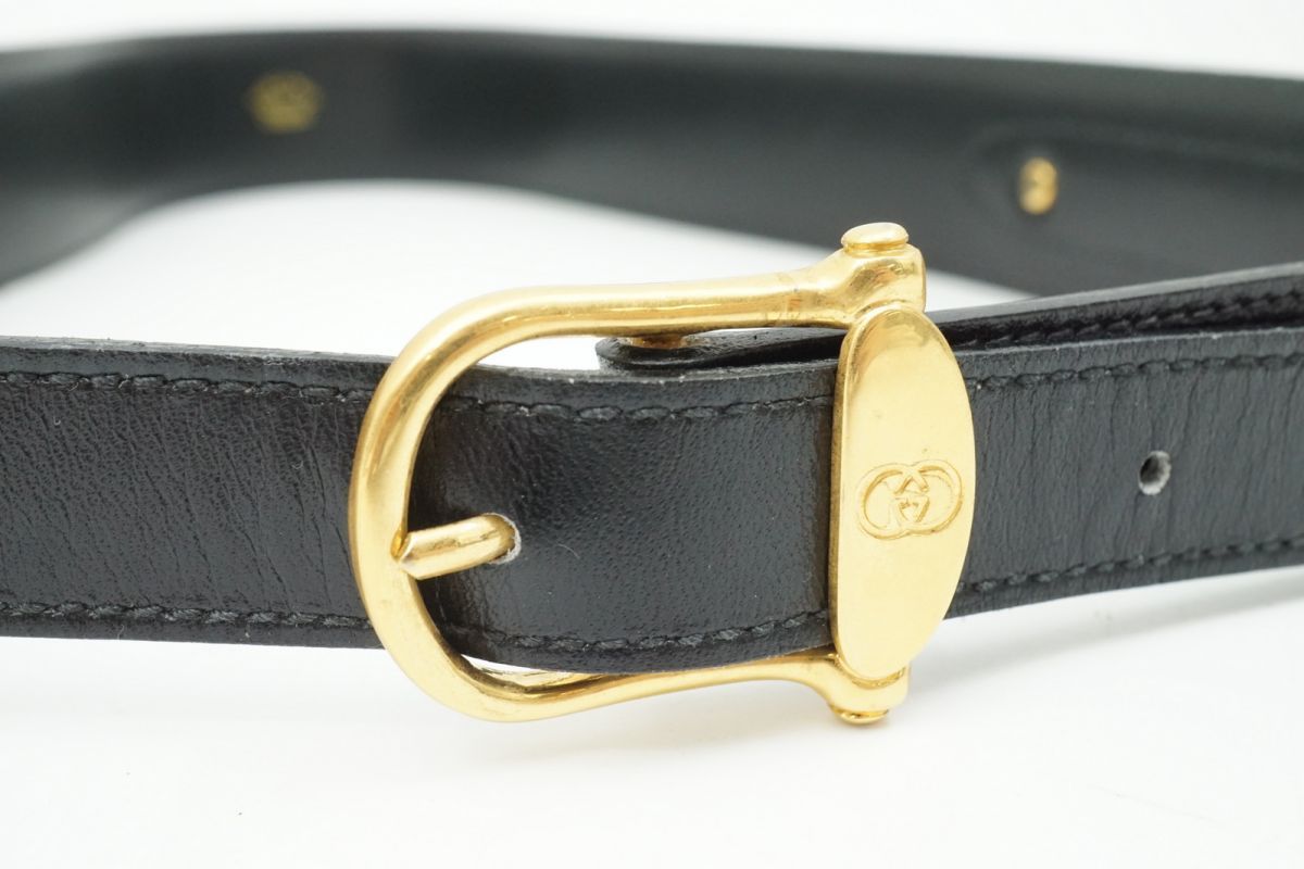 GUCCI グッチ ヴィンテージ ゴールド金具 インターロッキング ベルト 75 GUCCI グッチ ベルト インターロッキング ゴールド ブラック