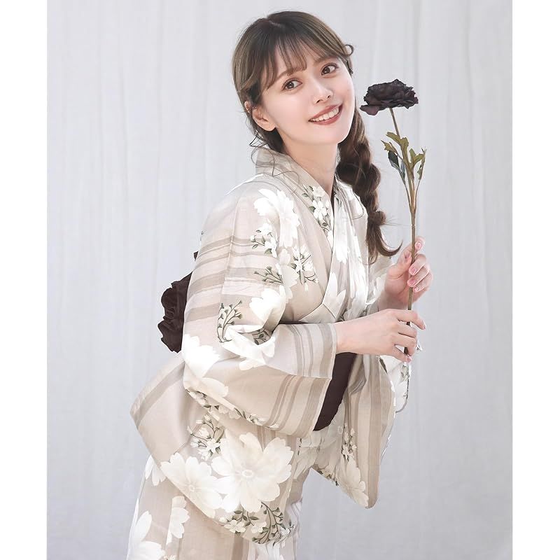  KYOETSU キョウエツ 浴衣セット 変わり織 生成り 6点セット 浴衣 兵児帯 肌着 下駄 腰紐 レディース F 14 黄昏の蜃気楼 フリーサイズ 0 浴衣 着物 浴衣