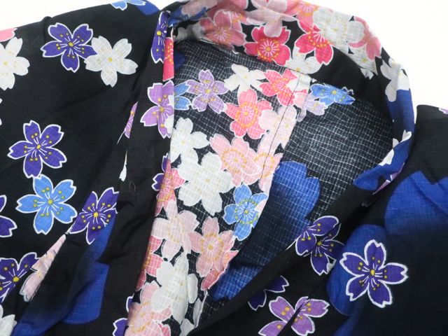 一輝堂】リサイクル着物 浴衣 綿紅梅 桜柄 身丈161.5cm 裄丈64cm