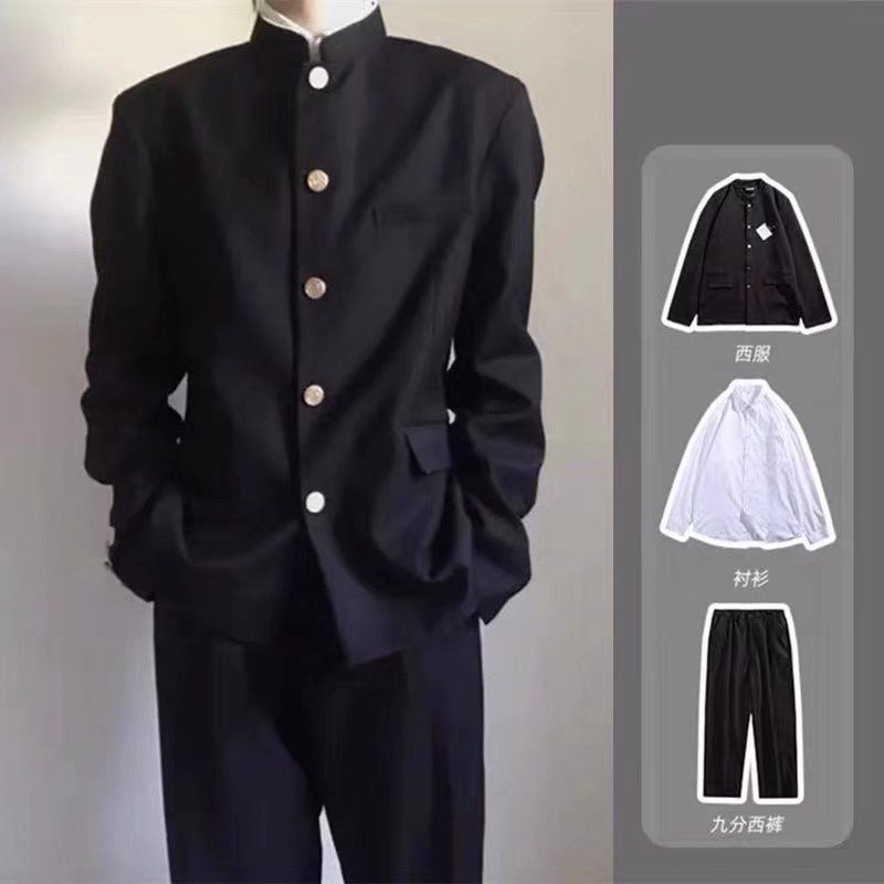 スクール 学ラン 学生制服 上下セット スーツ 男女兼用 高校生 学校制服 男性 応援団 ユニセックス コスプレ ハロウィン 仮装 コスチューム 卒業式 文化祭 学園祭 黒 上下セット 学生服