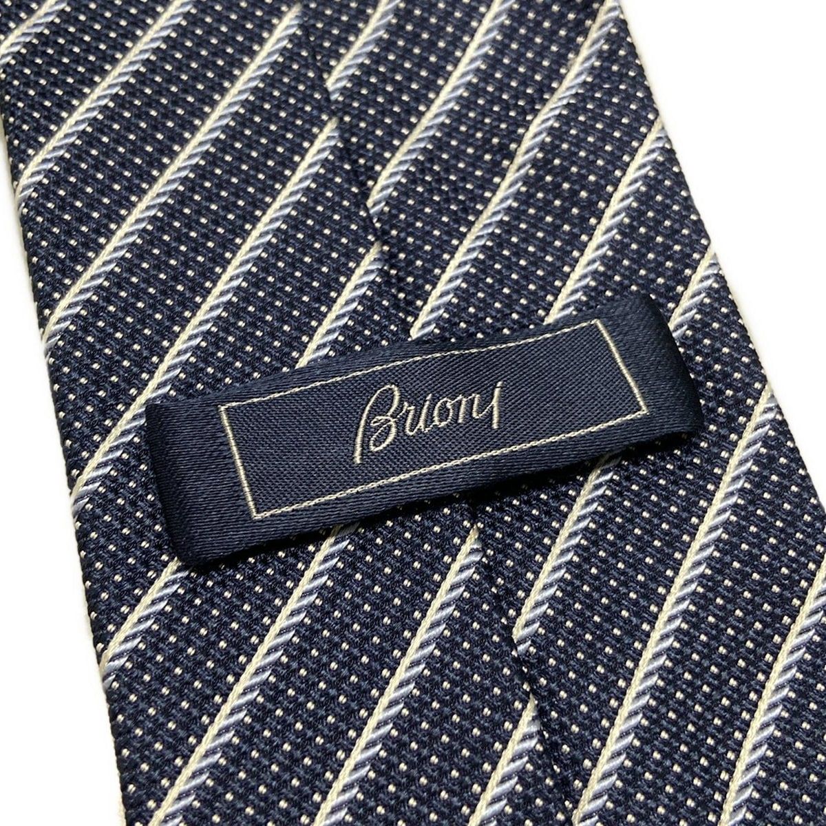 【ネクタイ】　ブリオーニ　ネイビー　ブルー Brioni(ブリオーニ) ネクタイ メンズ - ネイビー×白×ライト