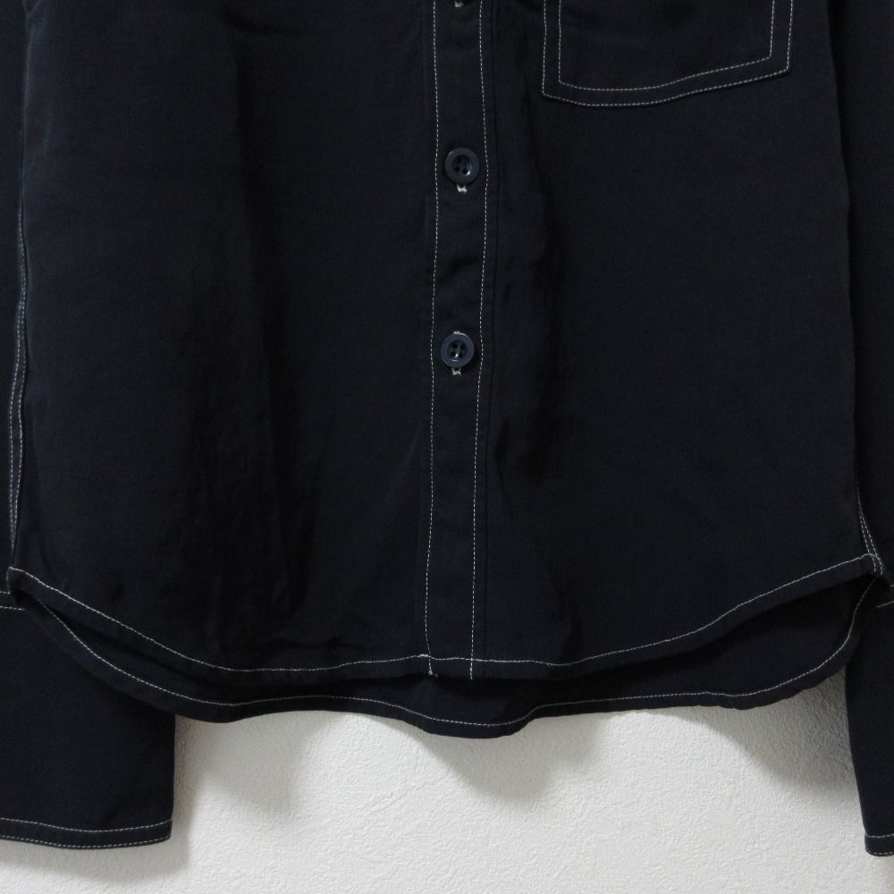 美品 TOGA PULLA トーガプルラ 胸ポケット ステッチ 長袖 シャツ ブラウス 36 ネイビー レディース 古着 中古 美品 TOGA PULLA トーガプルラ 胸ポケット ステッチ 長袖 シャツ