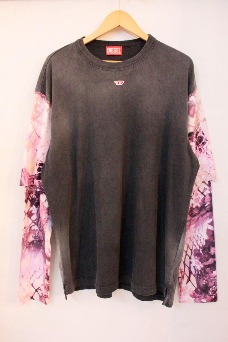 【中古】 DIESEL メンズロンT M DIESEL/T-WESHER-N5/M/黒 ブラック