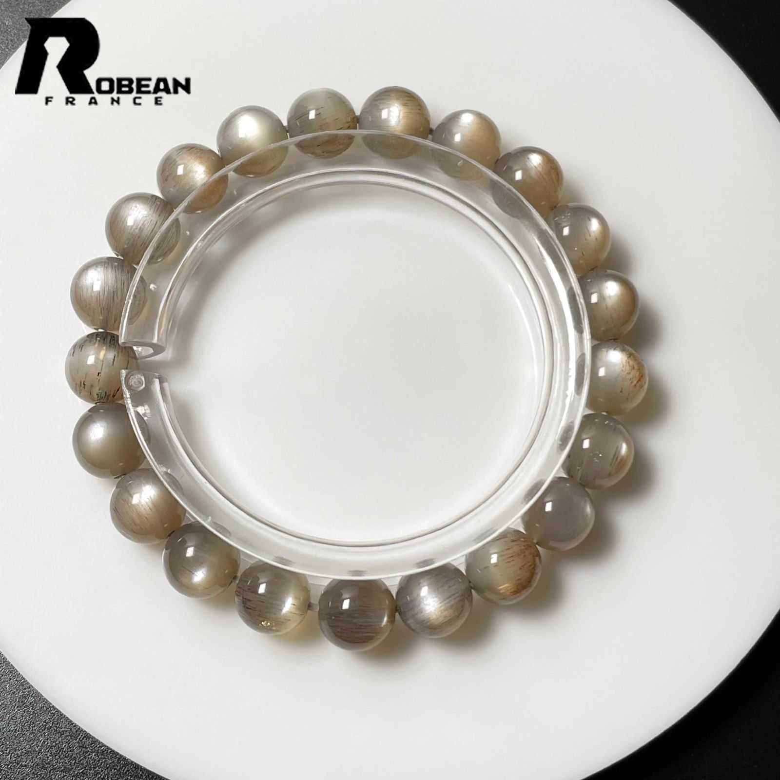 上品 EU製 定価5万円ROBEAN・グレーサンストーンパワーストーン ブレスレット 天然石 高級 お守り ギフト プレゼント 8.9-9.4mm L0227136