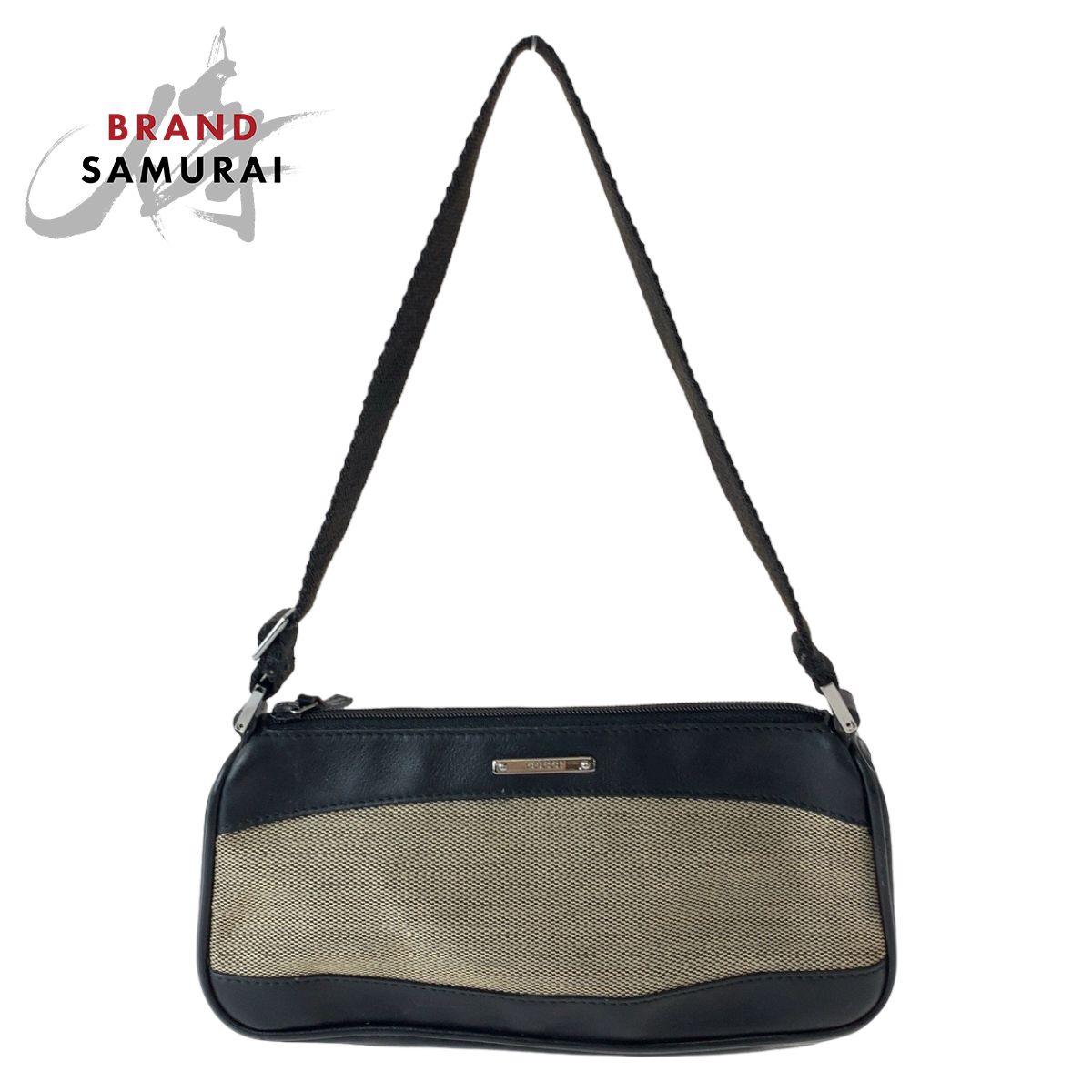 美品 GUCCI グッチ ブラック ブラウン シルバー金具 キャンバス/レザー 
