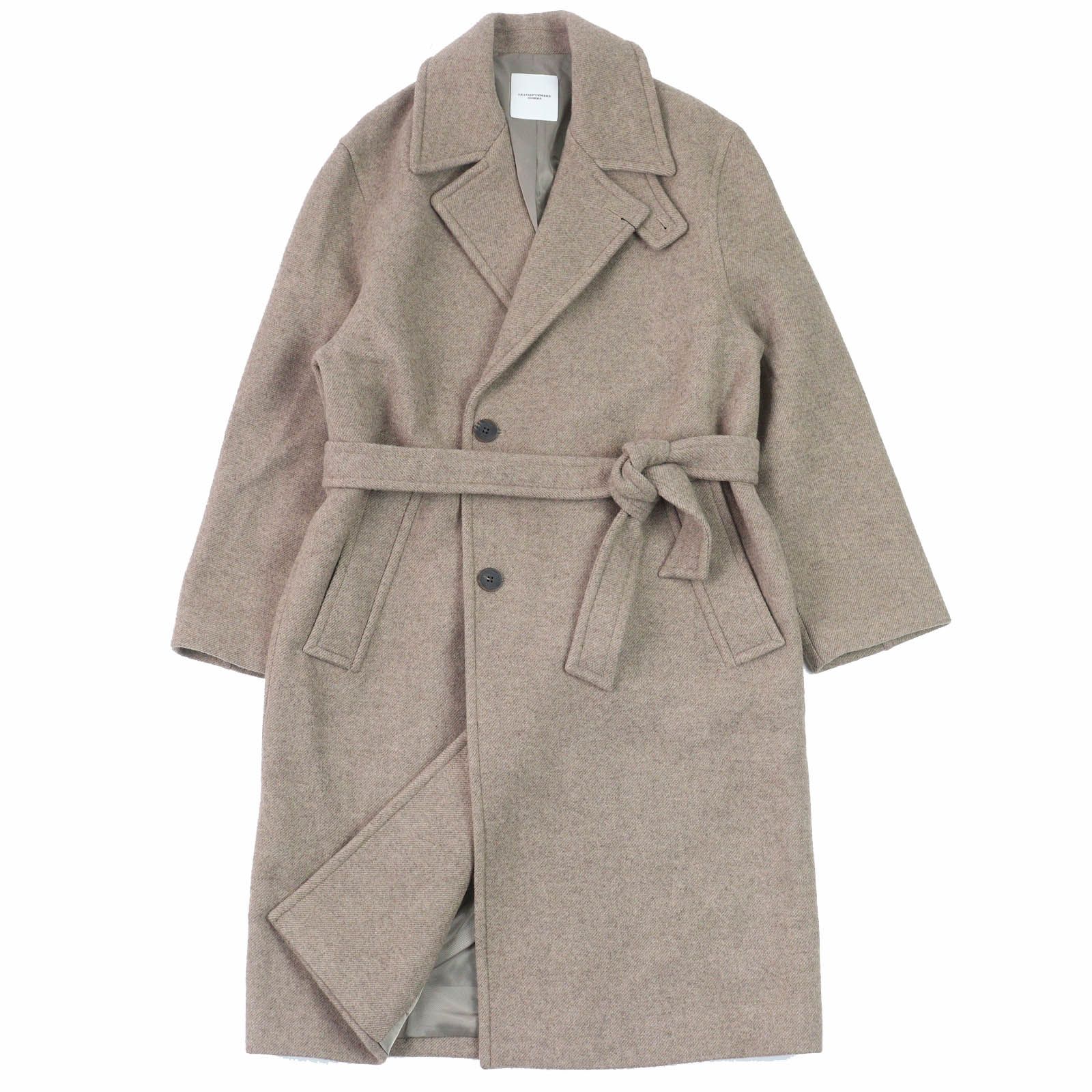 ドンドン見直し △LE17SEPTEMBRE HOMME ル17セプテンバー オム LH2332CT003EBE ウール100％ ベルト付き ロングコート ベージュ 46 メンズ