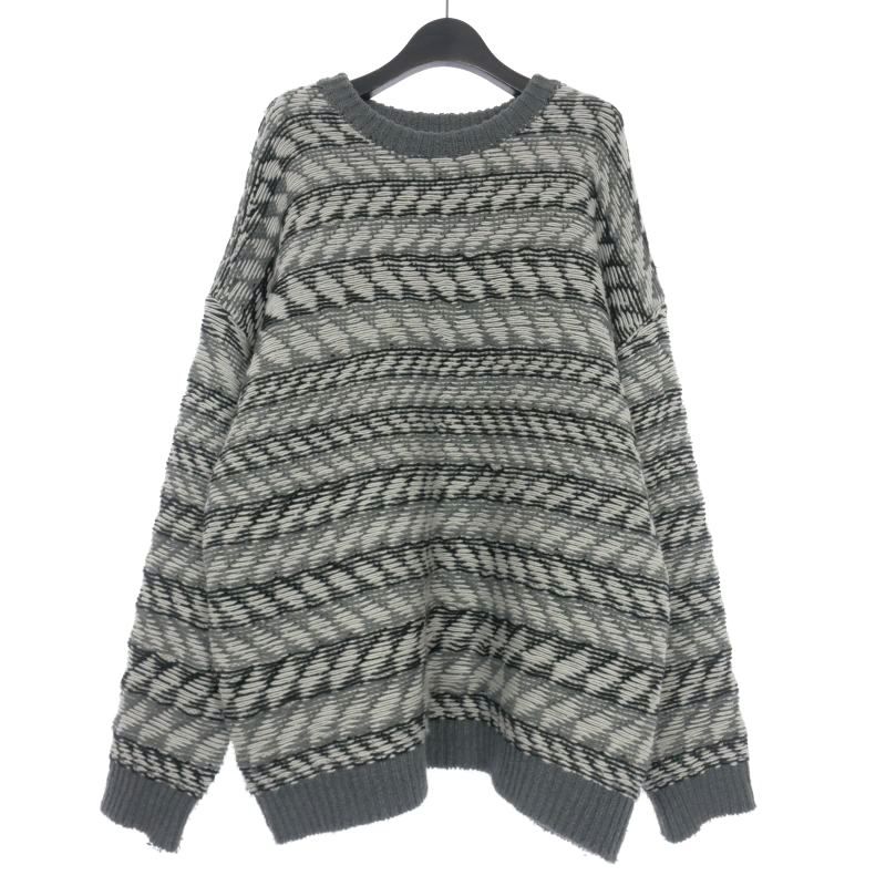 ブランワイエム Blanc YM 22AW Inside out Knit Pullover ニット セーター M グレー BL-22A-ISOKP