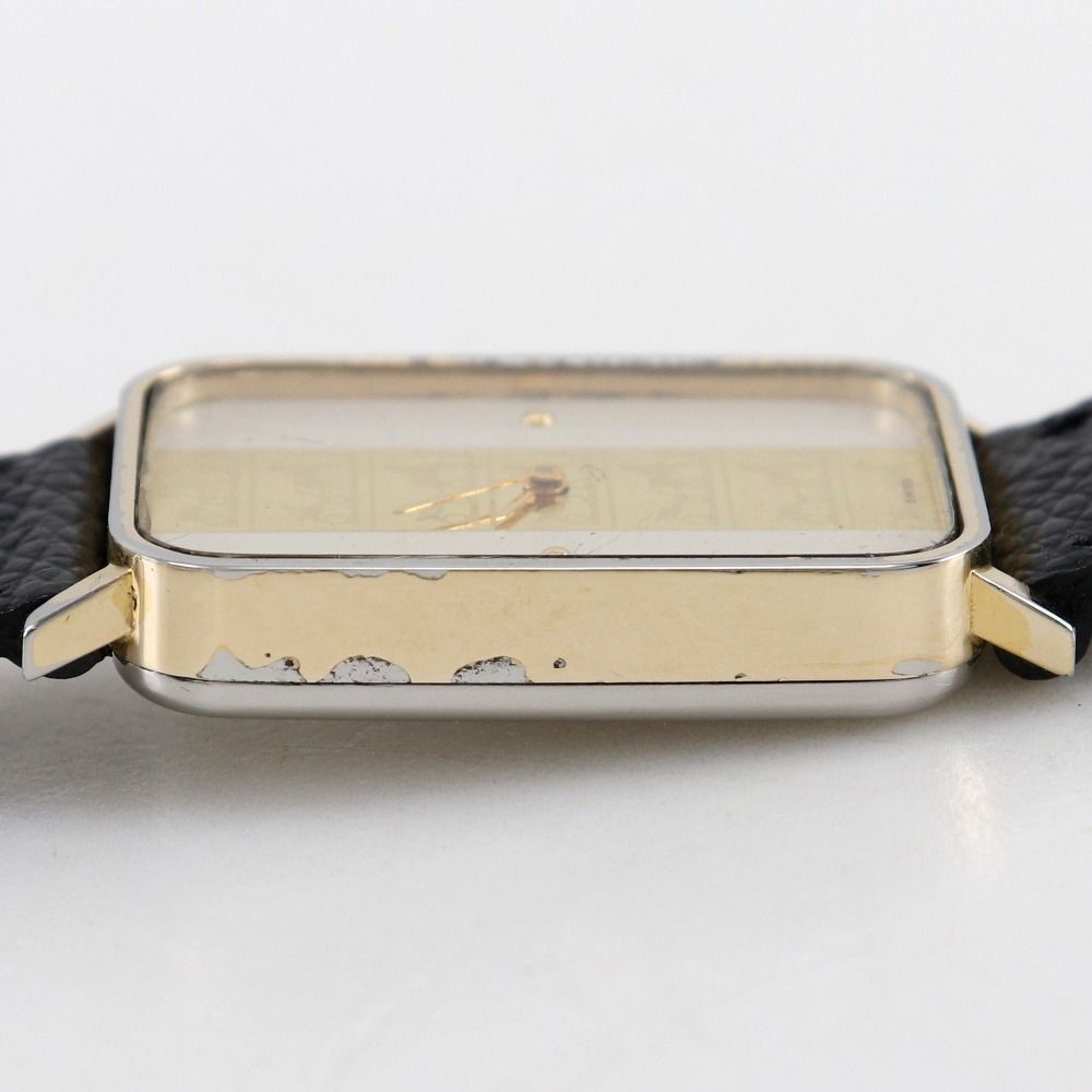 HERMES】エルメス アンティーク 金メッキ×型押しレザー クオーツ