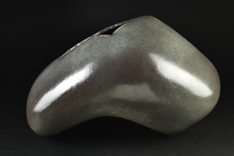 蔵A5464 滝口和男 無題 花器 オブジェ 共箱 幅46㎝