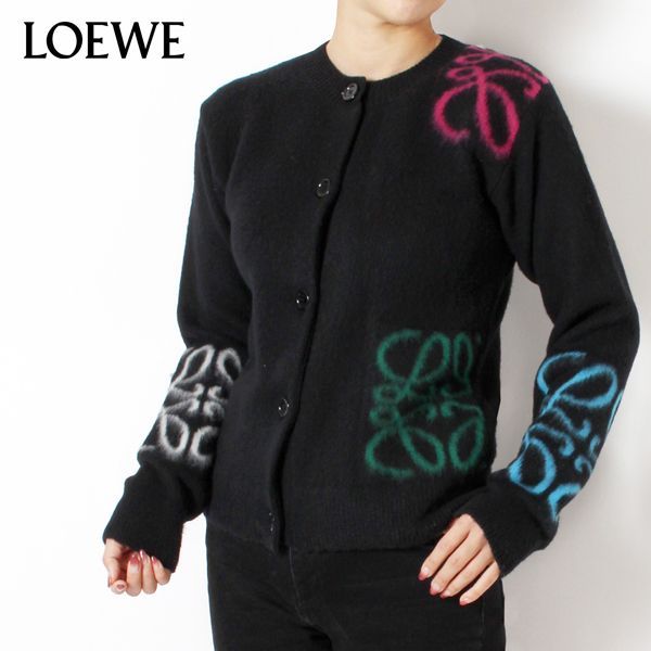 ロエベ LOEWE  ANAGRAM INTARSIA CARDIGAN レディース アナグラム カーディガン【1489 BLACK/MULTICOLOR】 S359Y16K23  1489/【2022-23AW】l-tops