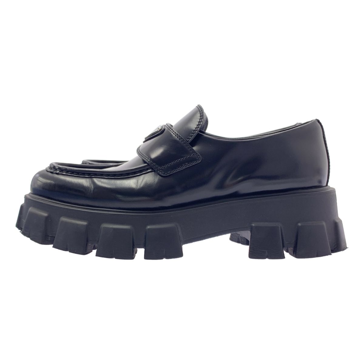 PRADA プラダ モノリス ブラッシュド レザー ポインテッドトゥ ローファー 40 ブラック レディース