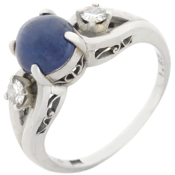 リング 指輪 スターサファイア ダイヤリング Pt サファイア  