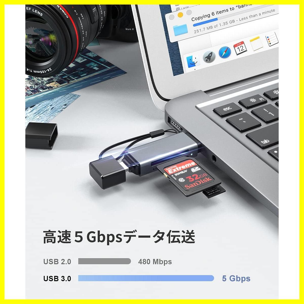 UHS-Iカード対応】メモリー / カードリーダー / / OTG対応 / 高速転送 / microSD Windows11、Android  RS-MMC MMC スマホ microSDHC SD/TF同時読み書き【microSDXC iPad 2-in-1カ