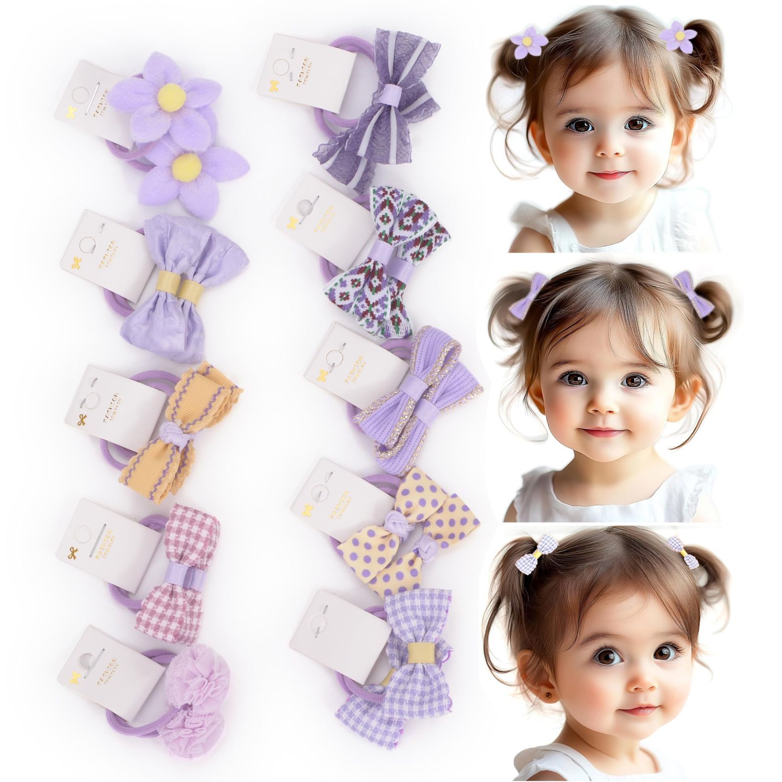 カラフル 20本セット 入学 髪飾り おしゃれ 髪留め お祝い 子供 ベビー ヘアゴム プレゼント キッズ ヘア ムラサキ リボン こども BIANHUAN