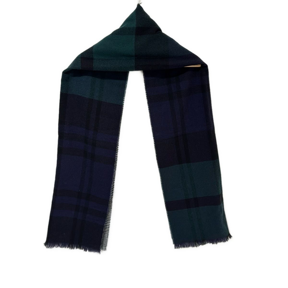 johnstons of elgin ジョンストンズ マフラー - ダークネイビー×ライトグレー×マルチ チェック柄 千鳥格子柄 ウール カシミヤ