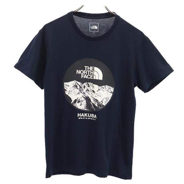ノースフェイス NT32100Y アウトドア プリント 半袖 Tシャツ M ネイビー系 THE NORTH FACE ロゴ メンズ 【中古】  【230618】 メール便可