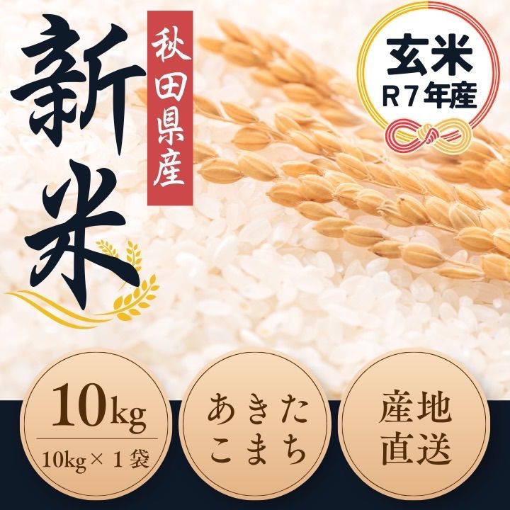 秋田県産あきたこまち 新米 玄米 10kg 令和7年度産 米袋入り 安心 産地直送