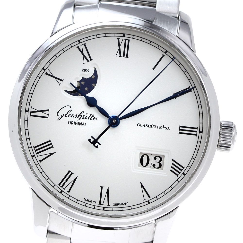 グラスヒュッテ・オリジナル GLASHUTTE ORIGINAL 100-04-32-12-50 セネタ パノラマデイト ムーンフェイズ 自動巻き メンズ良品_823371