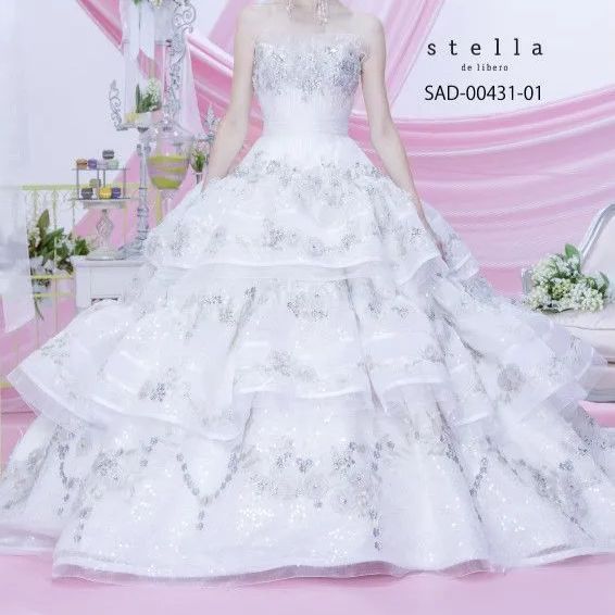 stella de libero ステラ デ リベロ 国産 ドレス ウェディングドレス 7号 9号 S〜Mサイズ ゴージャスドレス 華やかドレス ドレス シルバードレス