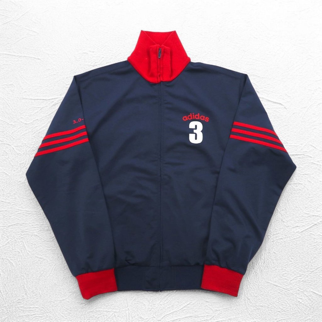 【激レアカラー 入手困難】adidas トラックジャケットL 青 赤 古着 adidas アディダス トラックジャケット 古着 XL 赤 青 13608 | fuufu