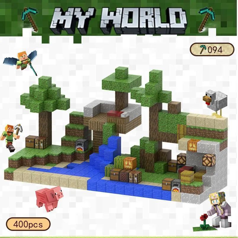 minecraft マインクラフト マイクラ マインクラフト レゴ マグネットキューブ 400pcs セットブロック ミニフィグ マイクラ風 マインクラフト風 diy world 知育玩具 組み立て 誕プレ