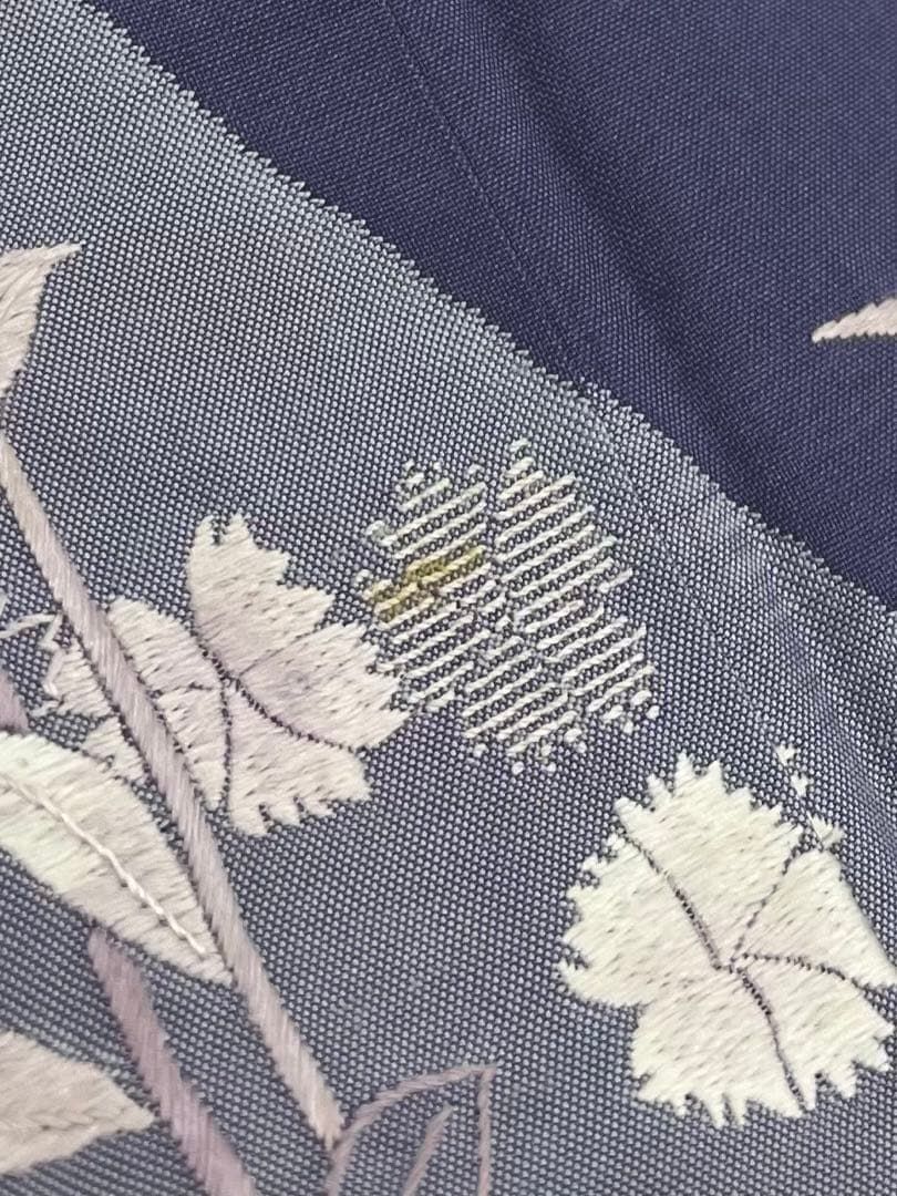 蘇州刺繍 相良刺繍 作家物 大島紬 付け下げ 落款入 正絹 躾糸付き