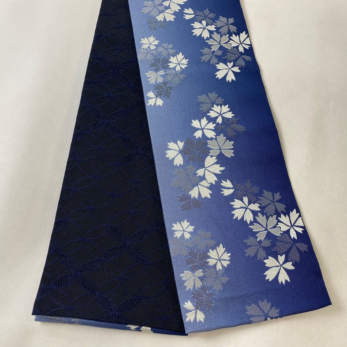 半幅帯 優品 花 ぼかし 青 化繊