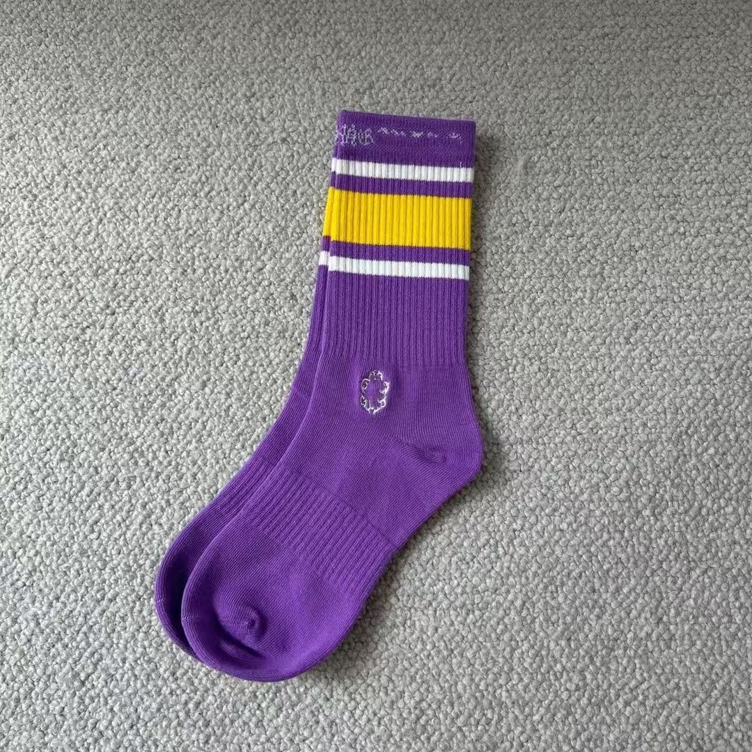 CHROME HEARTS (クロムハーツ) sock-u-sport ダガー刺繍 ボーダー柄 ソックス 靴下 3足セット マルチ - メルカリ