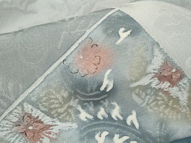 平和屋着物▽上質な小紋 単衣 地紋起こし 切り嵌め南天文 暈し