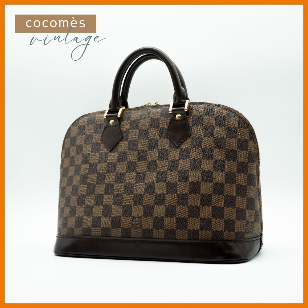 Louis Vuitton ルイヴィトン ダミエ アルマ N51131 ハンドバッグ ブラウン レッド レザー エナメル ゴールド金具