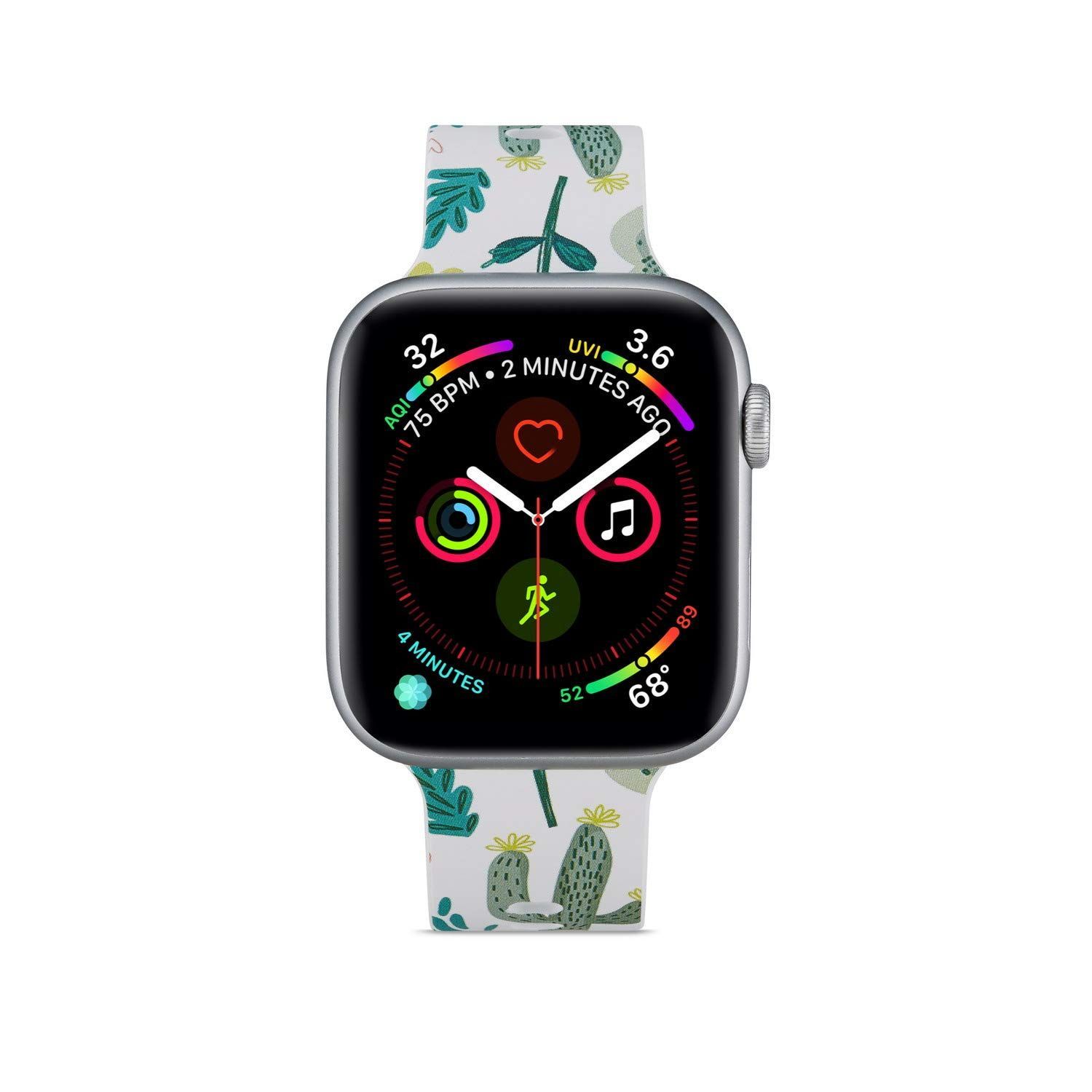 【数量限定】女性 ソフトシリコン塗装パターンバンドiWatch 40mm Apple Watchシリーズ用ストラップ5 Watchバンドと互換性38mm 4 AppleウォッチバンドApple 3 2 LS 1（塗られた緑の葉）…