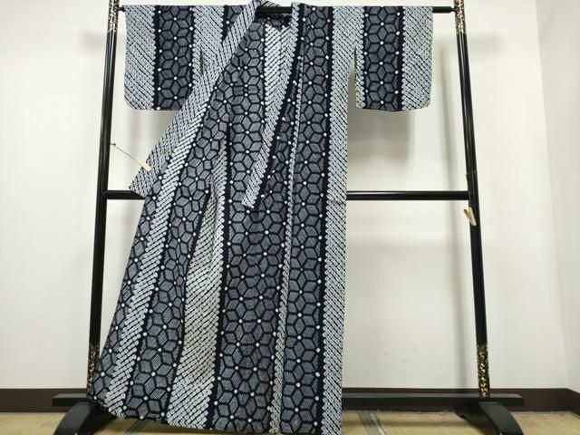 平和屋着物∴夏物 浴衣 有松鳴海絞り 麻の葉間道 綿 CAAY4522ng