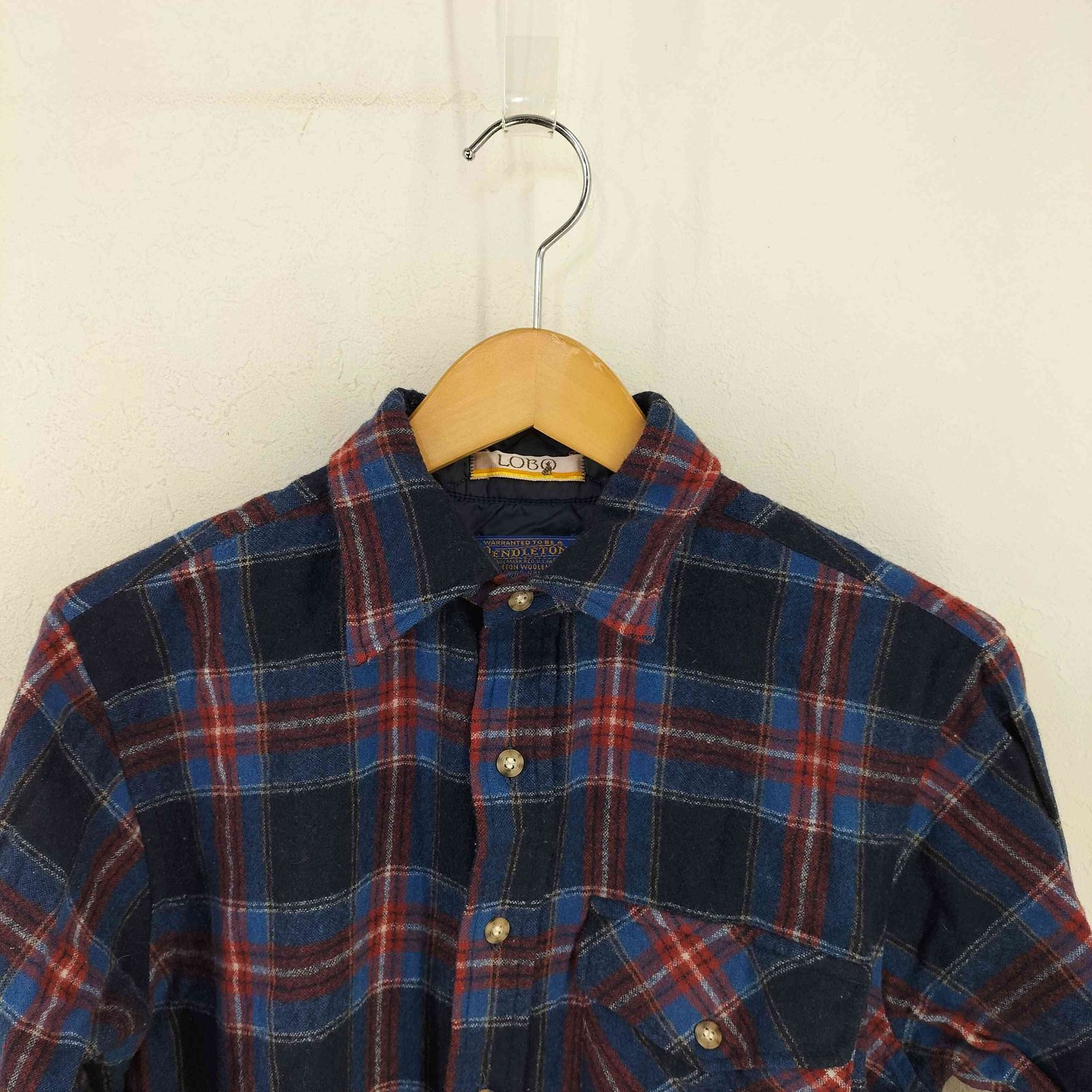 90s【USA製】PENDLETON ペンドルトン ウールネルシャツ短丈 M 90s USA製 PENDLETONペンドルトン オンブレチェック ウール