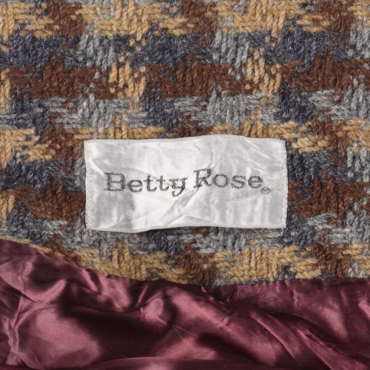 古着 70年代 Betty Rose 千鳥格子柄 ウールハーフコート レディースM