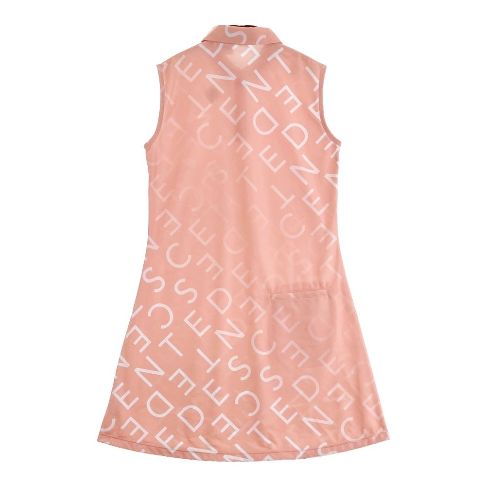 サイズ L DESCENTE GOLF デサントゴルフ ノースリーブワンピース ロゴ柄 オレンジ系 240101520605 ゴルフウェア レディース ストスト