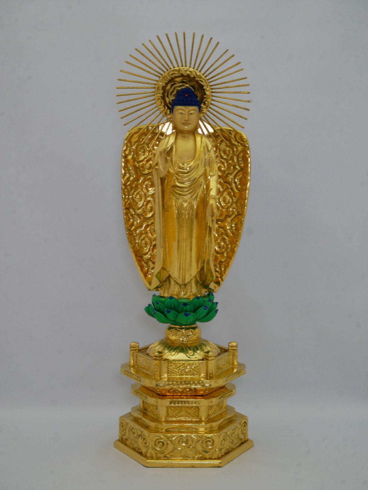 【西本願寺向】阿弥陀如来 仏像 中七 純金肌粉 6号【送料込み】