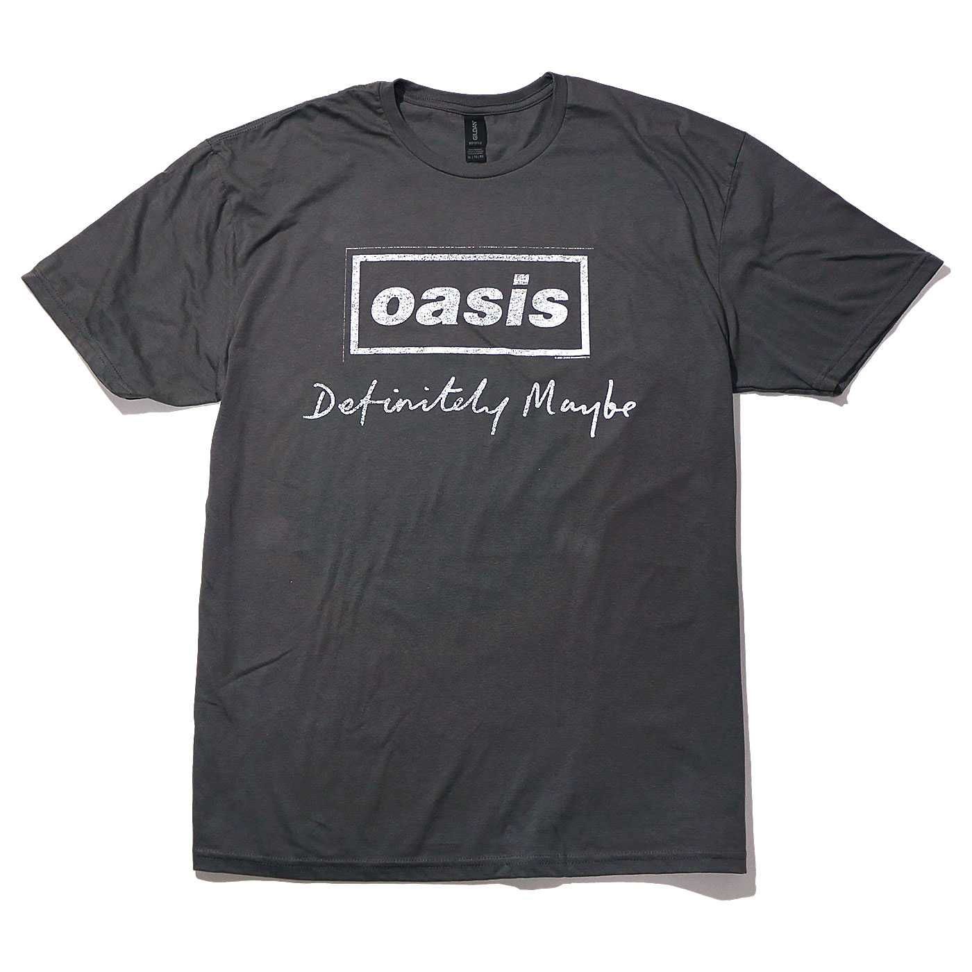 OASIS Tシャツ 新品・正規品 Definitely Maybe Distressed Text Logo-Grey
