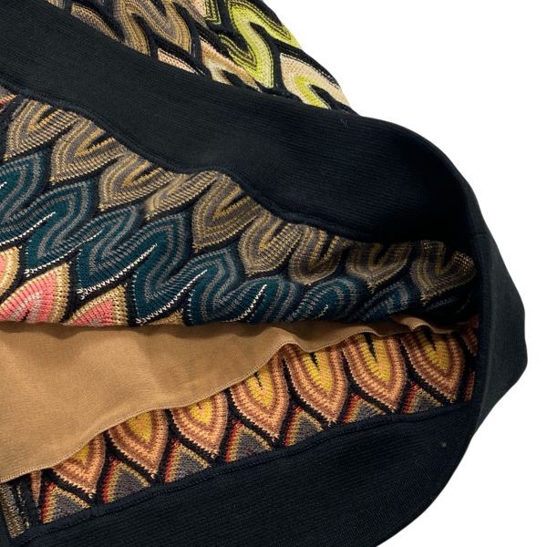 ミッソーニワンピースM ◇ ミッソーニ MISSONI ニットワンピース 膝丈 半袖 黒 マルチ