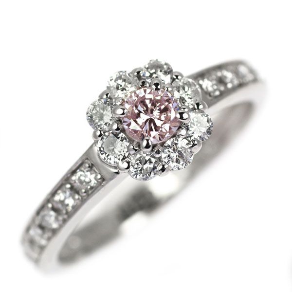 t*o様 Pt900 ✧ 天然ピンクダイヤモンド ❁⃘ フラワーデザインリング 0.4ct ピンク ダイヤモンド フラワー リング プラチナ Pt900