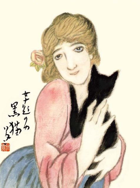 種類2：f6 額絵 竹久夢二 黒猫 f8・f6・f4サイズ 日本の名画