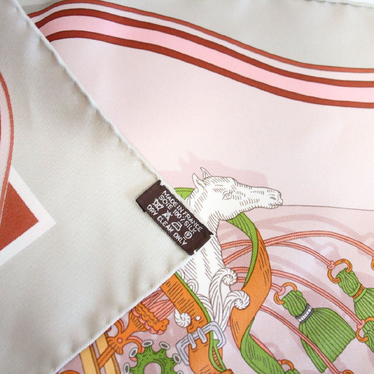 HERMES エルメス カレ 90 スカーフ 鞍職人の花束 シルク100％ ベージュ