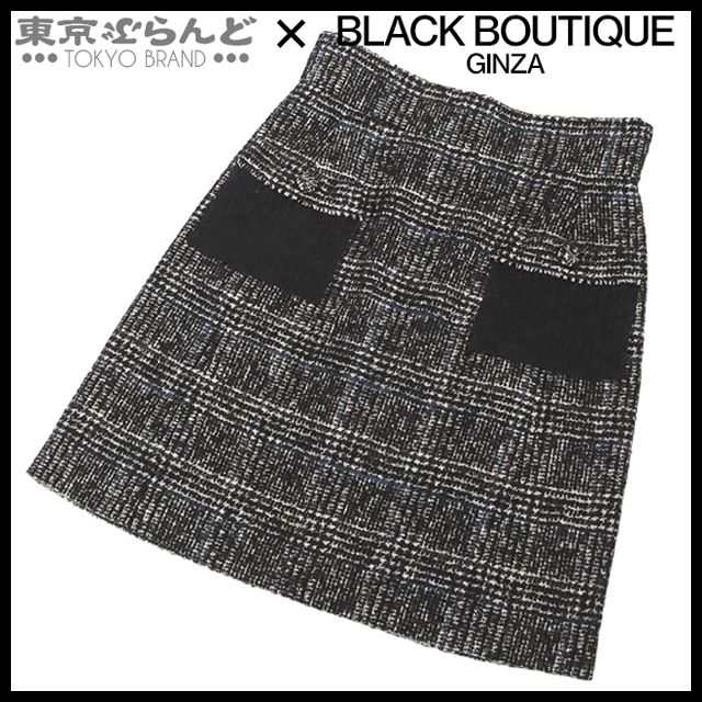 シャネル CHANEL ココボタン ひざ丈 スカート P31958W04009 ブラック ウール ナイロン 38 ボトムス レディース 101795574