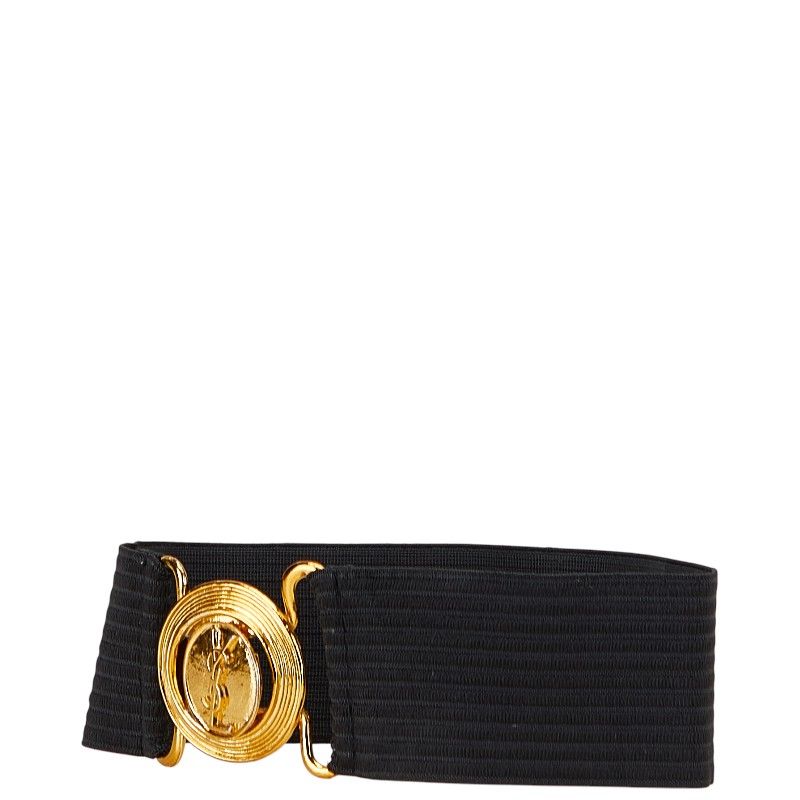 サンローラン YSLロゴ ワイドゴム ブラック ゴールド ポリエステル ゴム レディース SAINT LAURENT 1-0231077
