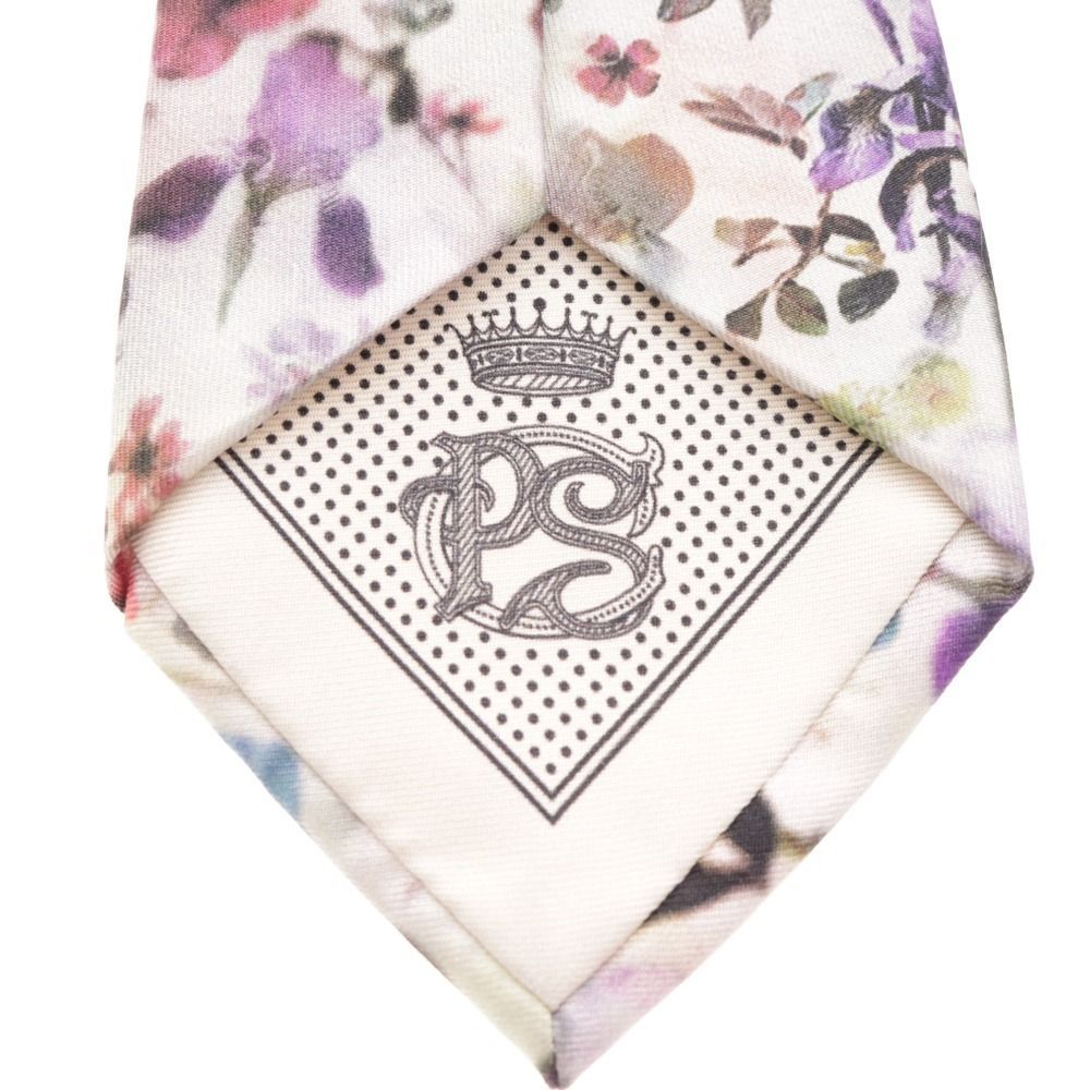 【美品】ポールスミス ネクタイ 花総柄 マルチカラー シルク100％ □ ポール・スミス ネクタイ 花柄 シルク100% メンズ ブラック系
